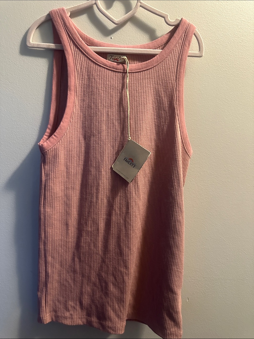 Faherty Ribbed Tank in Dusty Pink
